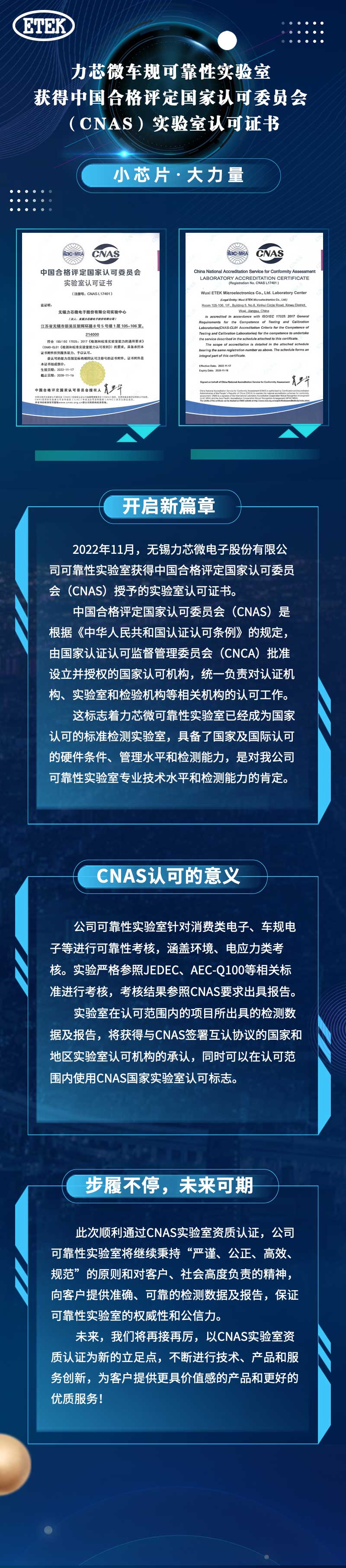 emc全站车规可靠性实验室获得中国合格评定国家认可委员会（CNAS）实验室认可证书(图1)
